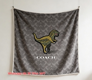 Coach Rexy Dinosaur Monogram Flannel Throw Blanket for Sofa and Wall Decor C369